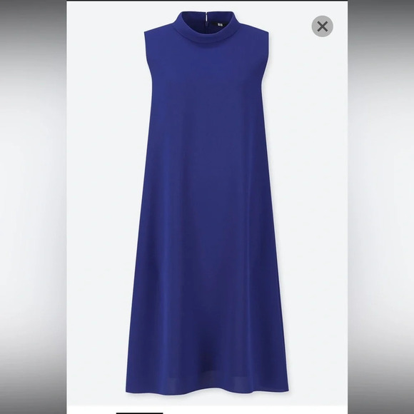 Uniqlo Dresses & Skirts - Uniqlo dress - indigo mick neck sleeveless trapeze shift w/pockets